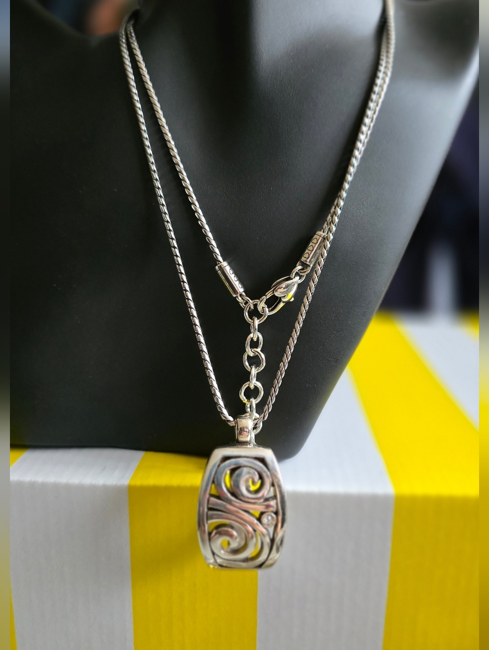 Brighton Silver Tone Chain Necklace with Decorative Clasp #0910
